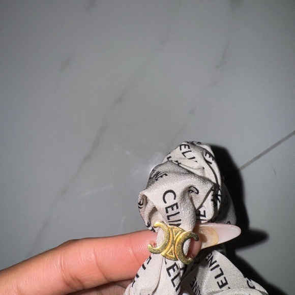Celine Beige Logo Scrunchie - Picture 4 of 7